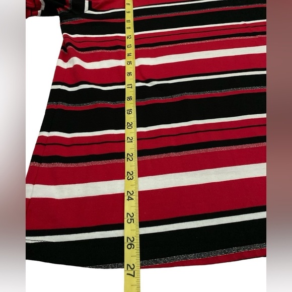 Allison Daley 3/4 sleeve tee polyester cotton metallic red black striped… - Picture 4 of 7